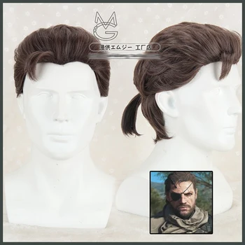 Metal Gear Solid: Portable Ops Cosplay Перуки Къси Мъжки Кафяво-Сиво Синтетични Косми + Превръзка на очите + Безплатна Шапка за Перука