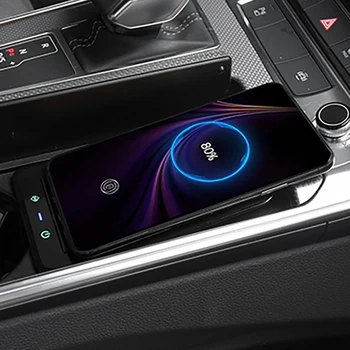 Автомобилна безжична зареждане зарядно устройство за мобилен телефон 15 Вата бързо зарядно панел зарядно устройство за Audi A6 C8 S6 RS6 A7 S7 RS7 2019-2022