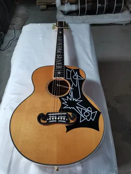 безплатна доставка блондинка салон китара, Китара Ra пътуване мини Джъмбо масивна дървена китара, ръчно изработени професионална китара на Елвис