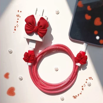 3D Панделки Протектор Телефонен Кабел Притежателя Навити Скоба за Навиване на Кабел за Apple HUAWEI Samsung Xiaomi Зарядно Устройство Линия за Предаване на Данни Въже Органайзер