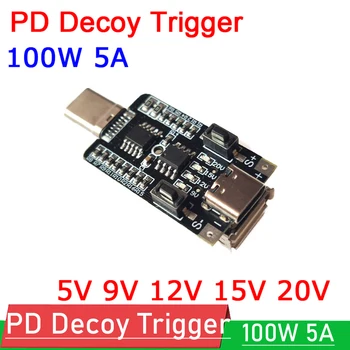 100 W 5A Type-C USB PD Такса стартиране стръв DC 5 В 9, В 12 и В 15 В 20 В Изход PD 2,0 3,0 Кабел-адаптер PD2.0 PD3.0 Детектор