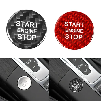 Червено, Черно Днешно Въглеродни Влакна Автомобилен Двигател Старт-Стоп Бутона за Включване на Защитно покритие Стикер за Audi A3 A4 A5 A6 C5 C6 Q5 S3 S6 S7