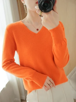 2021 Пролет есен кашмир sweaters дамска мода пуловер с v-образно деколте пуловер пуловер