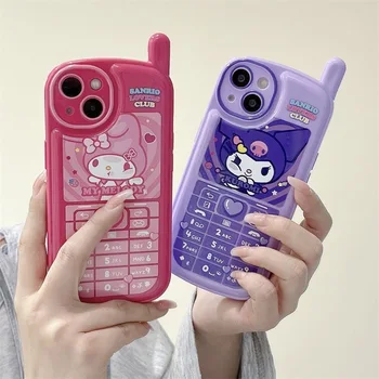 Sanrio Розова Мелодия Лилаво Телефон В стил Куроми Kawai За iPhone 14 13 12 11 Pro Max XR MAX Plus all Inclusive Дамски Калъфи За Телефони