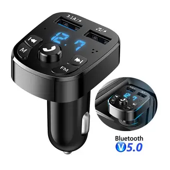 Автомобилен Bluetooth 5,0 FM Трансмитер Хендсфри С Двоен USB Бързо Зарядно Устройство за Кола за MP3 Плейър Авто Радио Модулатор MP3 Адаптер за Автомобилни Аксесоари