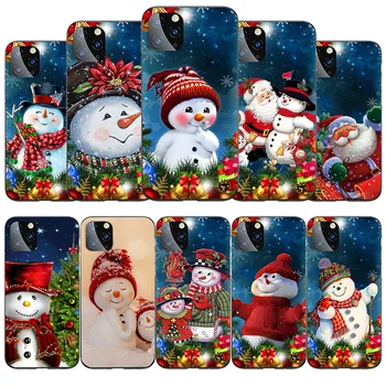 Весел Коледен Подарък Калъф за Телефон iPhone 13 12 11 Pro XS MAX XR 8 7 6 6S Plus X 5S SE 2020 Сладък Cartoony Калъф във формата на Снежен човек
