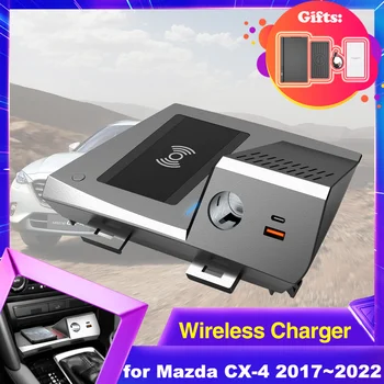 15 Вата Автомобили Безжично зарядно устройство ще захранване на Таблото за Mazda CX-4 CX 4 CX4 2017 ~ 2022 2018 2019 2020 Телефон Бързо Зарядно Устройство Плоча Панел Станция Аксесоари