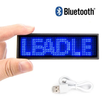 Bluetooth12*48 Пиксела, Led Икона с Името на Дисплей Магнит и Пин Превъртане Знак Съобщения-Акумулаторна Светодиодна виси Етикет с името За Визитка