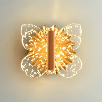 Скандинавска Пеперуда LED монтиран на стената лампа с Модерен Вътрешен Светлина Луксозно Стълбище Нощно Шкафче Спалня Фон настолни лампи Украса