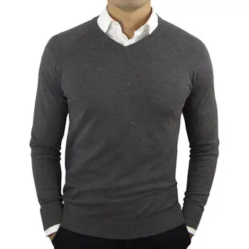 2022 Висококачествен Нов Модерен Брендовый Вълна Вязаный Пуловер с V образно Деколте, Цвят Черен Пуловер за Мъжете, Есенно-Зимния Ежедневни Жилетки, Мъжки Дрехи 2Xl