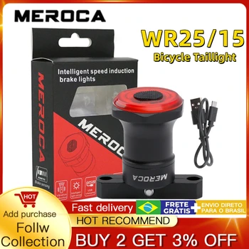 MEROCA WR15/25 Велосипеден Задна Светлина за Зареждане Чрез Usb Интелигентен Сензор Стоп-сигнали Планинско Колоездене Фенерче МТБ Аксесоари За Велосипеди