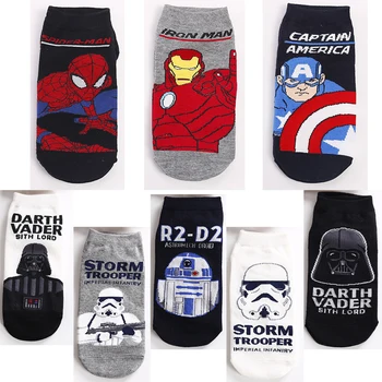 Междузвездни Войни Чорапи Мъжки Отмъстителите Чудеса Забавен Чорап Карикатура На Капитан Америка, Железният Човек Аниме Рисунка Cosplay Мъжки Дамски Чорапи