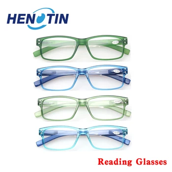 Дамски Очила За четене Henotin с Пружинным тръба на шарнирна връзка в цветна пластмасова Рамка, Леки и Удобни HD Очила с Диоптриями Рецепта