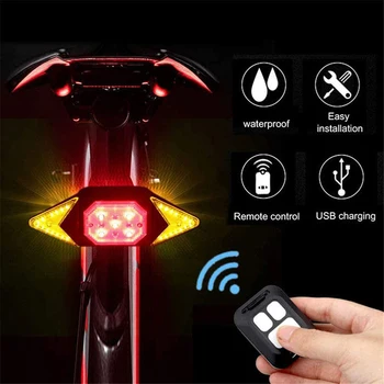 Задна Светлина Smart Bike Безжични Дистанционни Указатели на Завоя Колоездене, LED Задни Светлини Лесна Инсталация Лични Части на Велосипеда