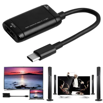 USB-Type C C КЪМ HDMI-съвместим Адаптер USB 3.1 Кабел MHL За Android Телефон Tablet Черен