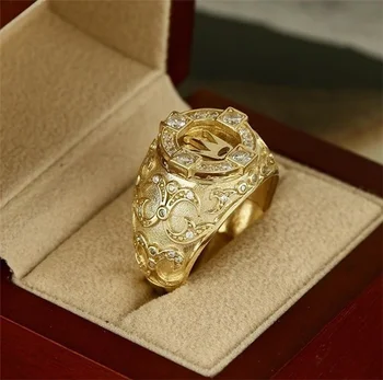 Нова креативна класическа златна корона с естествен бял диамант годишнина от сватбата Berg мъжки пръстен в стил пънк