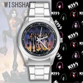 Целувка Група Кварцови Часовници Дизайн Рок Музика Оригинални Ръчен Часовник От Неръждаема Мода Открит Чифт Ръчен Часовник