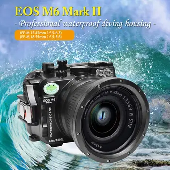 Професионален 40 м/130ft Водоустойчив Фотоапарат Кутия За Canon EOS M6 Mark II Поддръжка 18-150 мм, 60 мм, 28 мм, 22 мм 18-55 мм 15-45 мм 100 мм Обектив