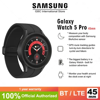 Глобалната версия на Samsung Galaxy Watch 5 Pro 45 мм R920 Умен часовник Сапфир Кристал Дисплей Измерване на Кръвното налягане, ЕКГ Фитнес Часовник