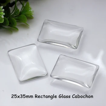 10шт 25x35 мм Правоъгълни Стъклени Кабошоны Камея Куполообразная Плоска Задна част Прозрачна Прозрачна Стъклена Окачване САМ Изработка на Бижута