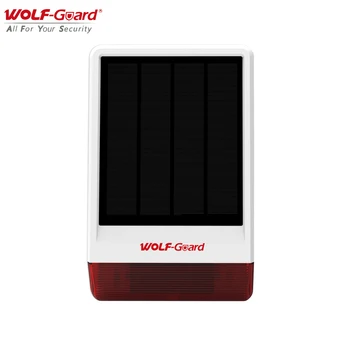 Wolf-Guard 120dB Слънчева Сирена Безжична Външна Защитена От атмосферни влияния Светеща Аларма Домакин за Домашна Сигурност анти-кражба Охранителна Система