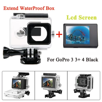 Gopro Hero 4 3 + 3 LCD Bacpac + 45 м Водоустойчив корпус (advanced задна) аксесоари За GoPro Hero 3 + 4 Черен Аксесоар