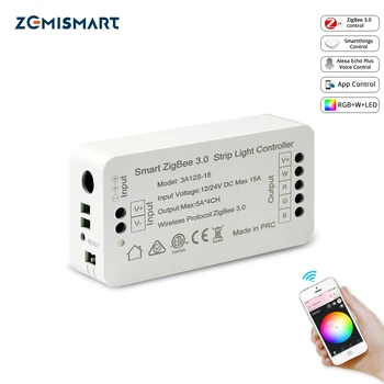 Zemismart Sasha Zigbee 3,0 Smart Strip Light Водача RGB RGBW Контролер Led Лента DC12V APP Control е Съвместим с Smartthings