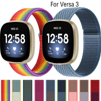 Найлонов Ремък с линия За смарт часа Fitbit Versa 3/Sense, Дамски Спортни ленти за Китки За Гривната Fitbit Sense, Аксесоари Correa