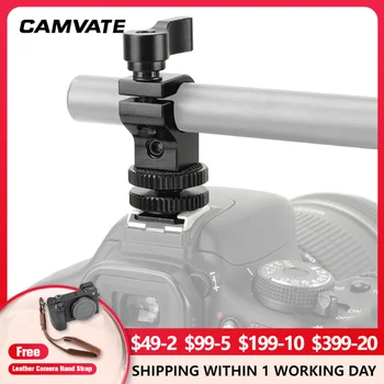 CAMVATE Стандартен 15 мм Единния Притежателят на Пръчката Скоба С Адаптер За прикрепване на студено/Горещо Башмака За DSLR Камери 15 мм, Система за Подпомагане на Релсови Пръти