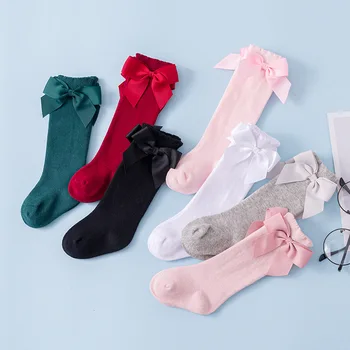 Чорапи за новородени момичета Нови Детски Чорапи За Деца Момичета С Голям Нос До Коляното Дълги Меки Памучни Дантелени детски Чорапи, Бебешки Чорапи