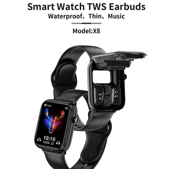 X8 Водоустойчив Смарт Часовници TWS Bluetooth Слушалки Предизвикателство Сърдечната Честота Мультиспортивное Напомняне За Времето IP67 За Android и iOS Smartwatch