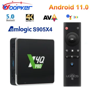 UGOOS X4Q Pro TV Конзола с Android 11 Amlogic S905X4 4 GB 32 GB AV1 HDR 4K HD мултимедиен плейър 2,4 G 5G 2T2R WiFi 1000 М X4Q Плюс телеприставка