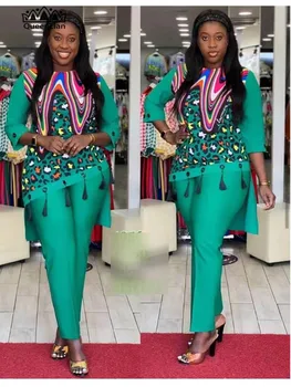 Дашики в Африканския стил, 5 Цвята, Нов Модерен Костюм (рокля и Панталон) Костюм в африканския стил за една Дама (LSTZ02 #)