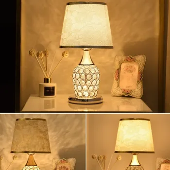 Кристален Настолна Лампа В европейски Стил, Просто Модерна Спалня, Топла и Романтична Мода Креативна Декоративна Нощна Лампа