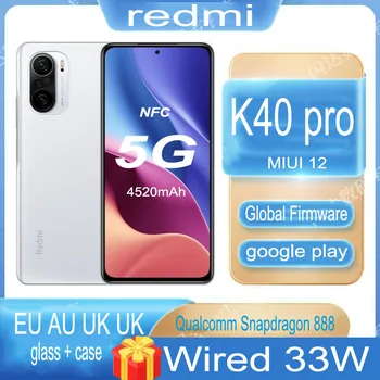 Смартфон XIAOMI Redmi K40 Pro Глобалната версия 5G Мобилен телефон NFC Snapdragon 888 E4 AMOLED Дисплей 64 Mp 33 W Бърз