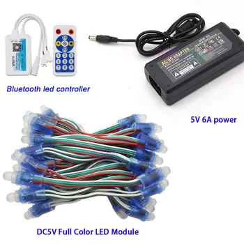 DC5V 50 Бр WS2811 RGB IC Пиксельный Led Модулен Лампа Пълноцветен IP67, Wifi led SPI Контролер, 5, 6A led Захранване Адаптер за Зарядно Устройство