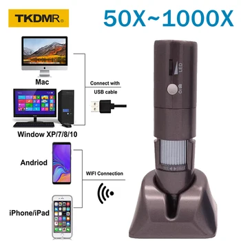 Мащабиране 50-1000X WIFI, Цифров портативен Микроскоп, камера за Запояване на Електронни Непрекъснато Усилване на Оптичните мобилен телефон PC