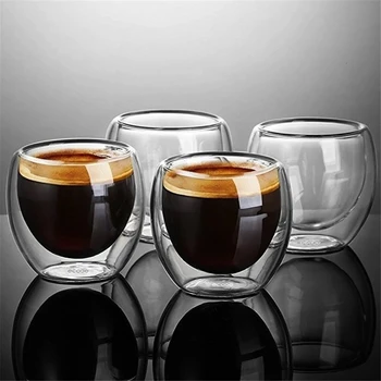 Двухстенное Стъкло Прозрачно Ръчно Изработени От Топлоустойчиви Чаши За Напитки Чай Чаша За Здравословна Напитка Чаши За Кафе Случайна Чаша
