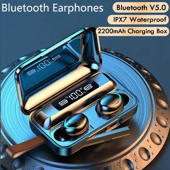 TWS Bluetooth 5,0 Слушалки 2200 mah зарядно устройство ще захранване на Скоростната Безжични Слушалки 9D Стерео Спортни Водоустойчиви Слушалки Слушалки С Микрофон