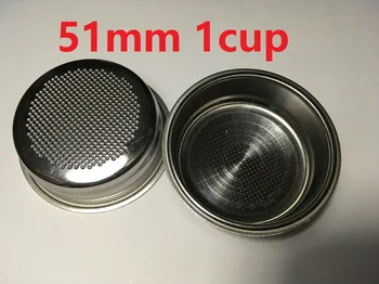 51 мм, 1 чаша от неръждаема стомана, прахово чаша филтър чаша еспресо част на кафе машини без налягане единичен чаша филтър за прах купата