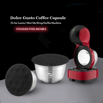 ICafilasStainless Steel Еднократна Употреба За Капсули Dolce Gusto за Еднократна Употреба Dolci Gusto Филтър За Аутопсия Кафе и Лъжичка За Lumio Машини