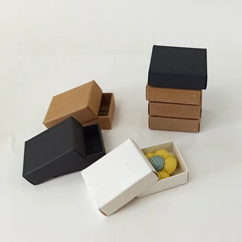 5pcs Малки Хартиени Подаръчни Кутии Kraft Занаятите Картонена Кутия Мини Скъпа Опаковка Сапунени Бонбони Сватбени Изработени По Поръчка Кутия С Логото на 6x5x2cm