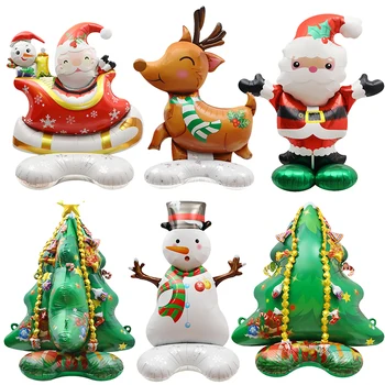 Весела Коледна Украса, Дядо Коледа, Снежен Човек Балон От Фолио Коледно Дърво Поставка Бутилки Аксесоари За Коледното Парти Коледно Новогодишния Интериор