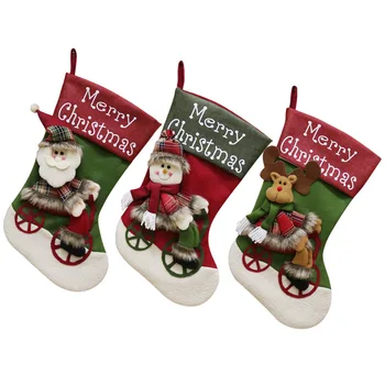 Творчески 3шт Коледни Чорапи Декоративни Окачени Чорапи Украса на Коледната Елха Висящи Украшения Бонбони Подарък Пакети за Доставка