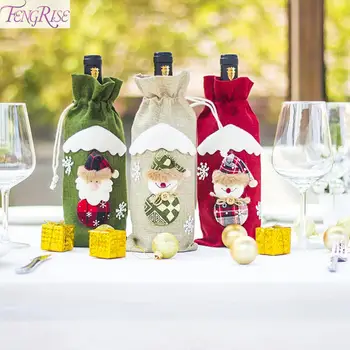 FENGRISE Весел Коледен Декор За Дома на Дядо Коледа Капачка на Бутилка Вино 2022 Коледна Украса Навидад Коледа честита Нова Година 2023