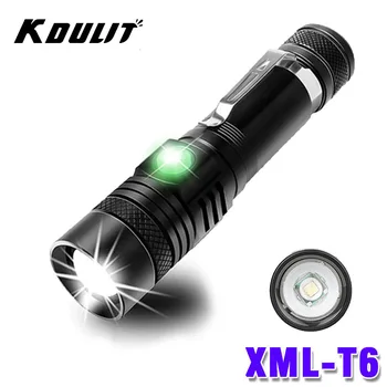 KDULIT T6 телескопична увеличение-фенерче батерия 18650 акумулаторна батерия силна светлина от фенерче открит дальнобойный аварийно фенерче