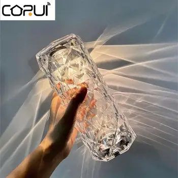CORUI Nordic Crystal Акумулаторна Настолна Лампа LED Bar Лампа Тъчпад Затемняемая Златна Настолна Лампа Дневна Спалня Хотелската Лампа