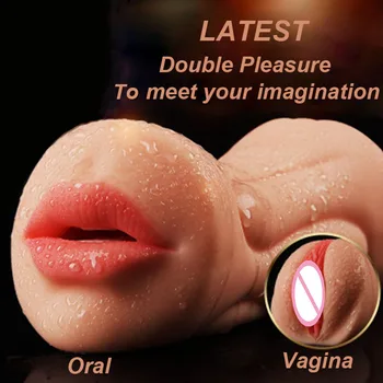 Секс Играчки за Мъже истинска, Реалистична Вагина Орален Устата Изкуствена 3D Дълбоко Гърло с Език Зъбите Силиконов Мъжки Мастурбатор Путка