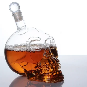 Уиски Череп Глава Стъклена Бутилка Вино Творчески Прозрачен Готически Crystal Водка Ликьор Гарафа Алкохол Алкохолът Пиене От Чаша