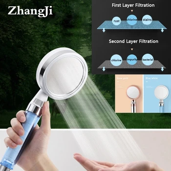 Zhangji 10 см голяма панел с 2-слойным Филтър Дюза за Душата на Спестяване на вода с Високо Налягане с превключвател за грижа за кожата душ ABS пластмаса